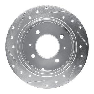 Hyundai Sonata Brake Rotor (1) - Rear Right - R1 Concepts - Drilled & Slotted - Silver - `99-`06